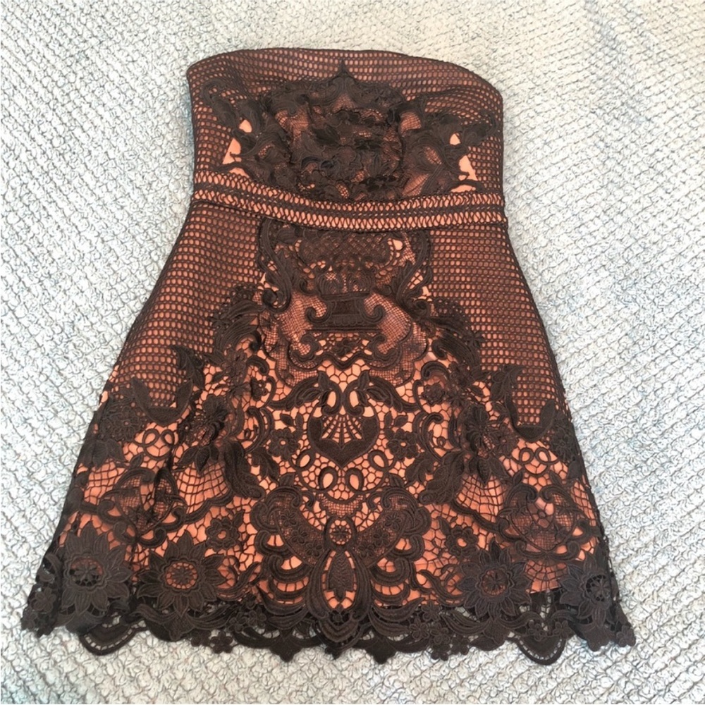 Self Portrait Elegant Black Lace Strapless Dress